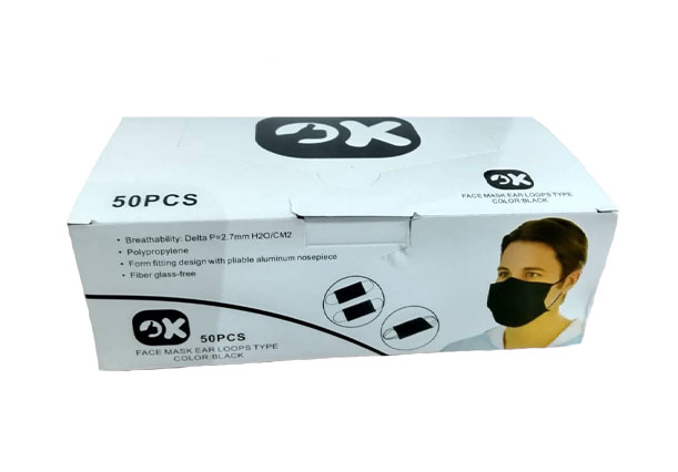 كمامة اوكيه اسود 3 طبقات  50 ح