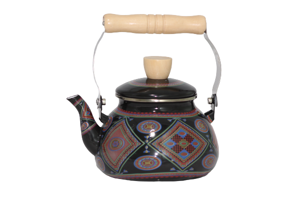 ابريق غضار اسود منقوش 1.5 لتر