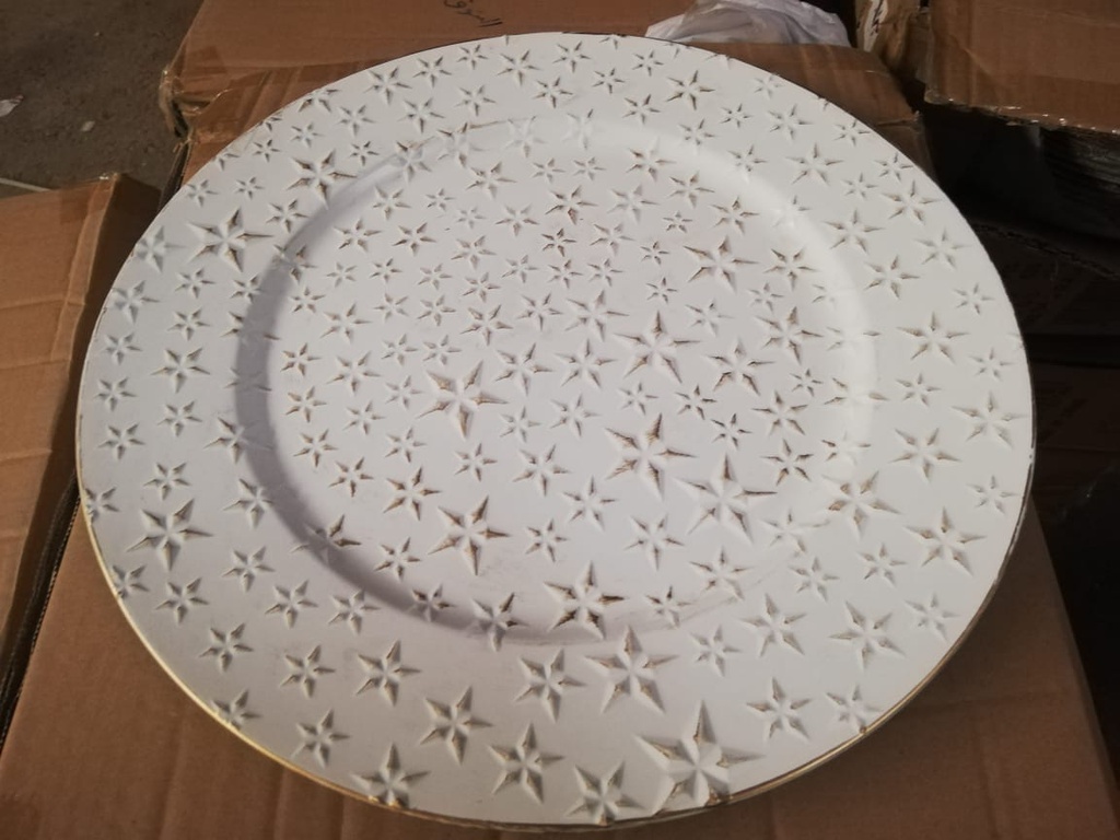 صحن فيبر ابيض منقوش نجوم